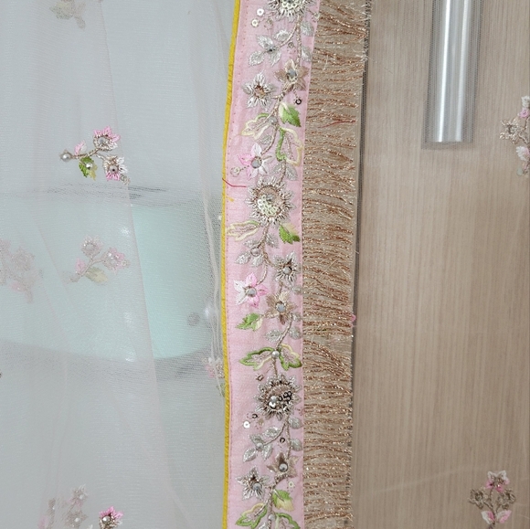 Yellow and Pink Embellished Palazzo Pants - Picture 5 of 9